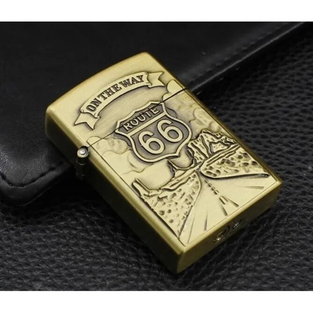 Route 66 Embosed Butane Single Flame Refillable Lighter - Picture 2 of 7
